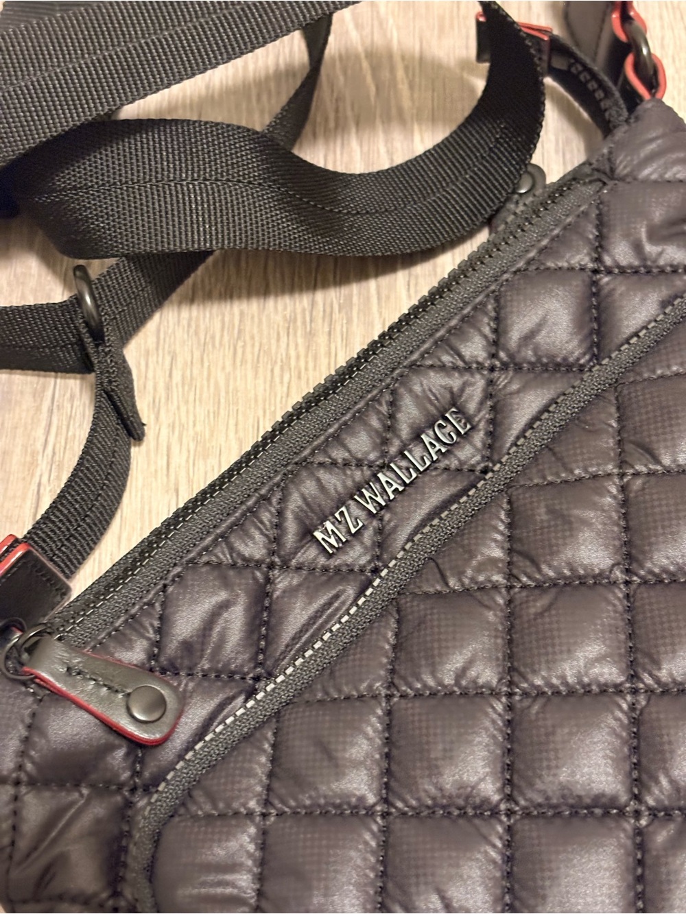 MZ Wallace Quilted Crossbody with Black Exterior and Tan Trim - NEVER USED - Picture 2 of 13